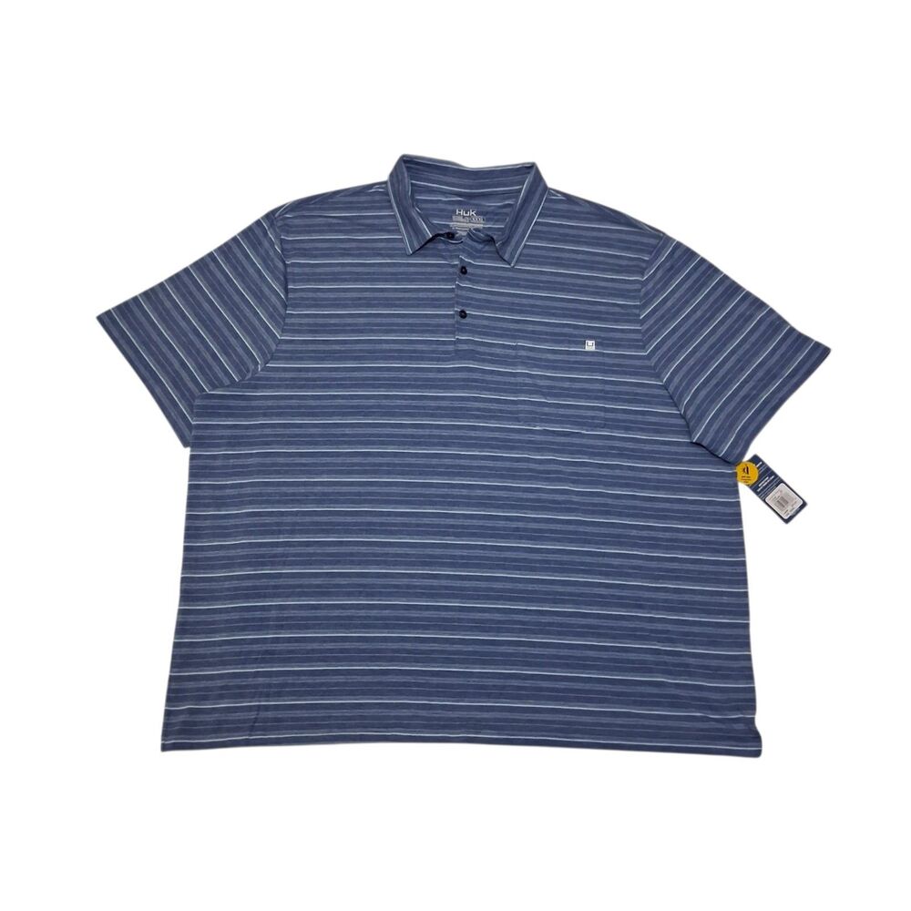 Huk Men's 3XL Polo Shirt NEW WITH TAGS UPF 50+ Striped Short Sleeve